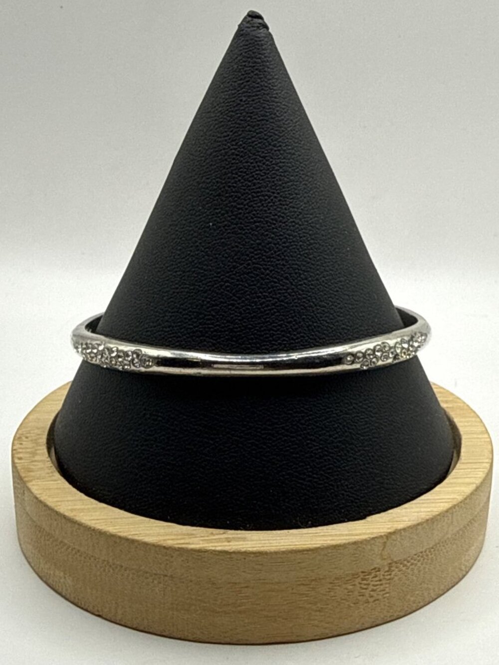 Vintage Silver Rhinestone Bangle Bracelet Sparkle Pave Y2K Coquette Jewelry